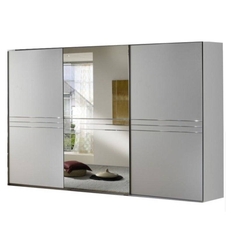 Madeira 3 Door 1 Mirror Sliding Wardrobe - White