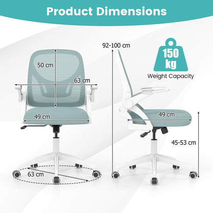 Mesh Office Chair Ergonomic Height Adjustable Swivel Task Computer Desk Chair -Blue