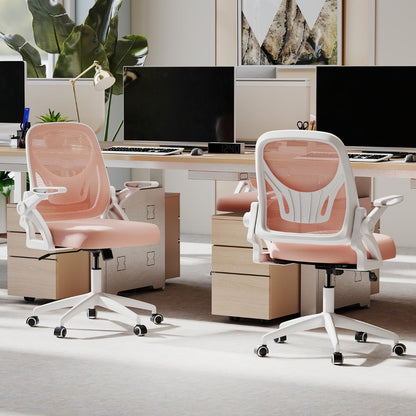 Mesh Office Chair Ergonomic Height Adjustable Swivel Task Computer Desk Chair -Pink
