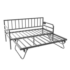 Metal Single Size Daybed with Charging Station and LED Lights-Black