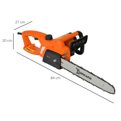 DURHAND 2000W Powerful Electric Chainsaw, 16" Aluminium Blade Portable Corded Chain Saw, 7250rpm Chain Saw for Garden Tree Pruning, 13m/s Chain Speed Auto Chain Lubrication to Cut Wood, Orange
