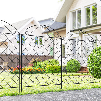 Outsunny Decorative Garden Fencing, 56in x 11.5ft Outdoor Picket Fence Panels, 4PCs Rustproof Steel Wire Landscape Flower Bed Border Edging, Gentle Swirls