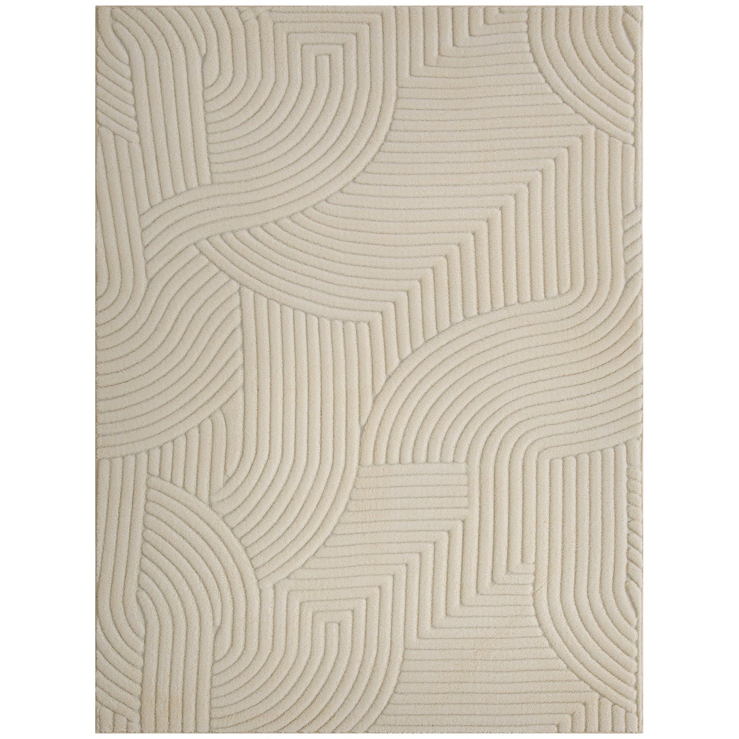 HOMCOM Modern Geometric Rug, Thick & Plush, Non-Slip, 160 x 120 cm â Cream, Living Room/Bedroom/Office
