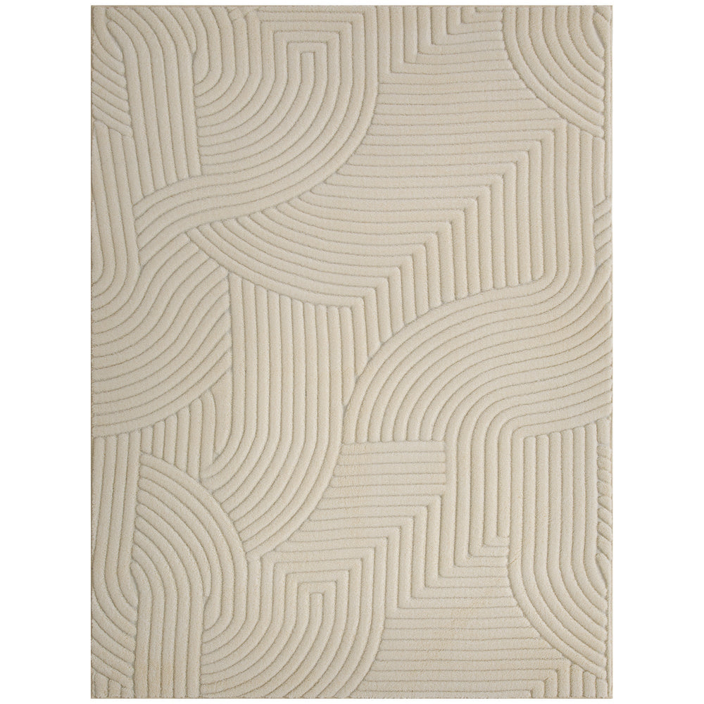 HOMCOM Modern Geometric Rug, Thick & Plush, Non-Slip, 160 x 120 cm - Cream, Living Room/Bedroom/Office