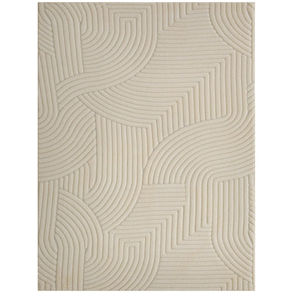 HOMCOM Modern Geometric Rug, Thick & Plush, Non-Slip, 160 x 120 cm - Cream, Living Room/Bedroom/Office