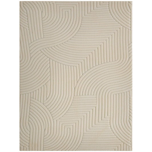 HOMCOM Modern Geometric Rug, Thick & Plush, Non-Slip, 160 x 120 cm - Cream, Living Room/Bedroom/Office