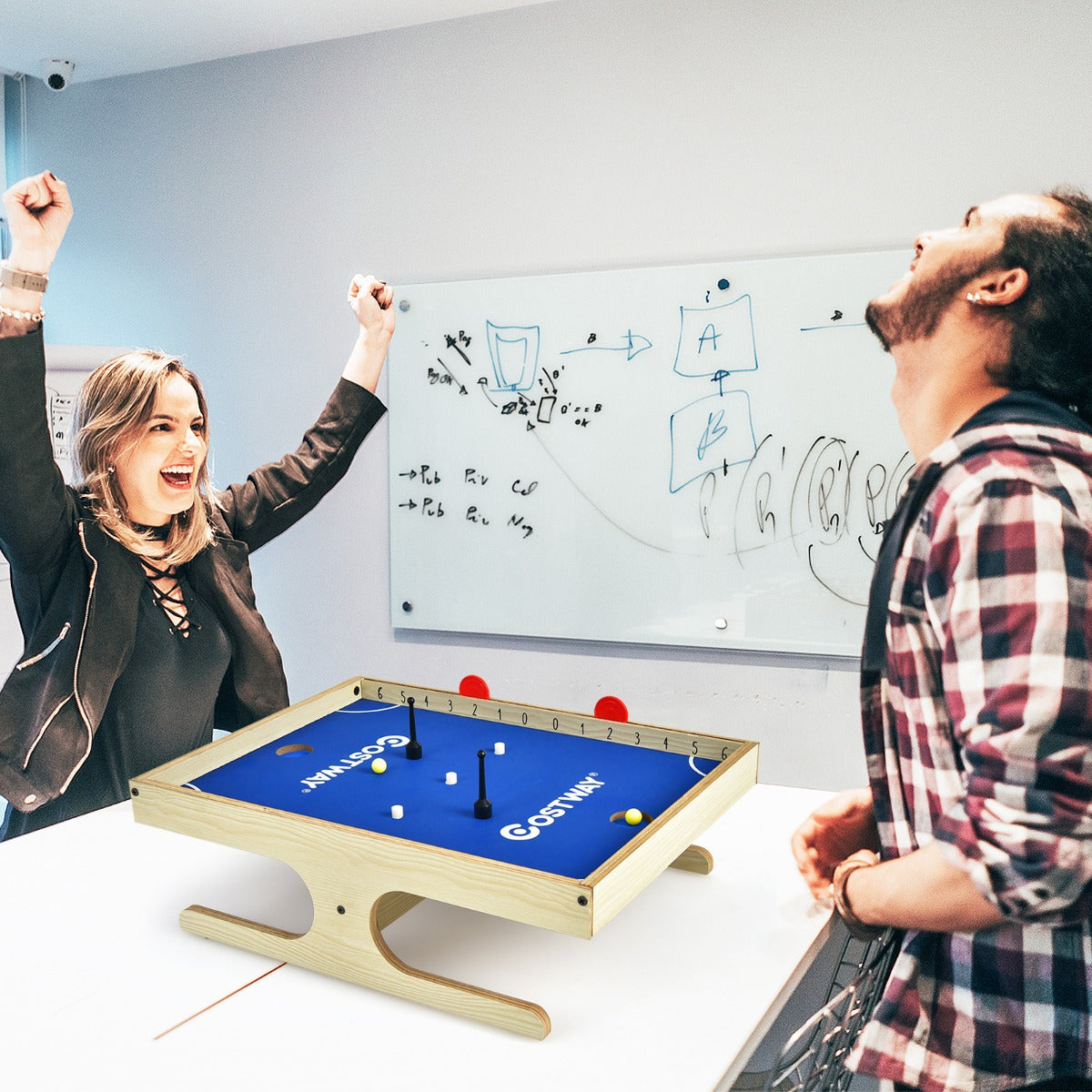 Table Game Magnetic Board Game for 2 Players Mini Table Football with 2 Balls and 2 Handles 45 x 33.5 x 14 CM