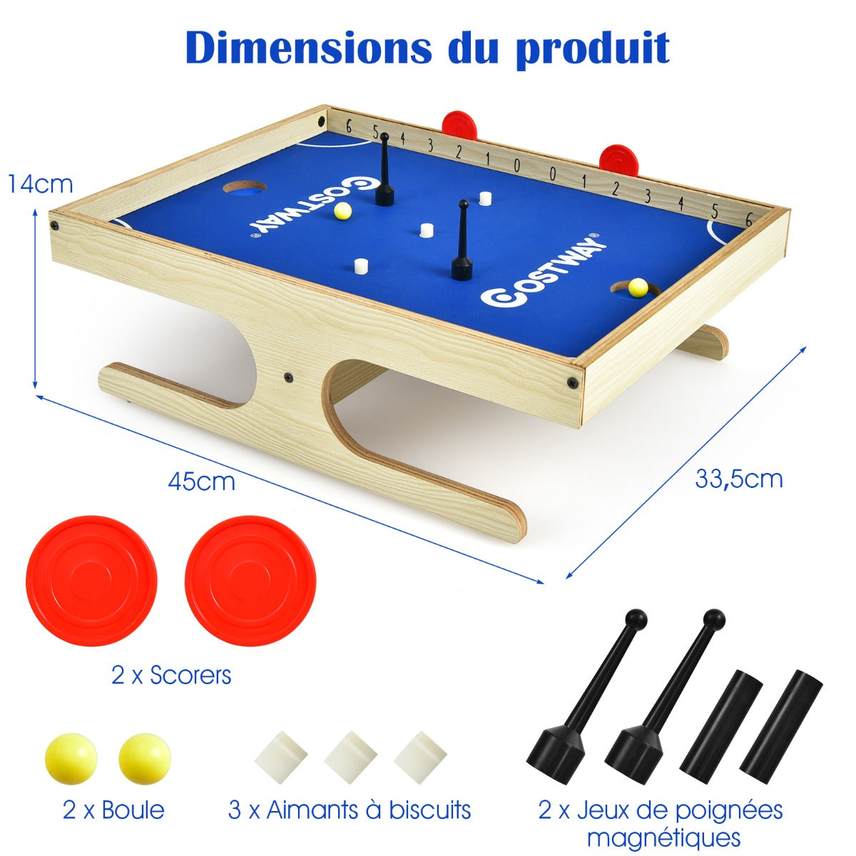 Table Game Magnetic Board Game for 2 Players Mini Table Football with 2 Balls and 2 Handles 45 x 33.5 x 14 CM