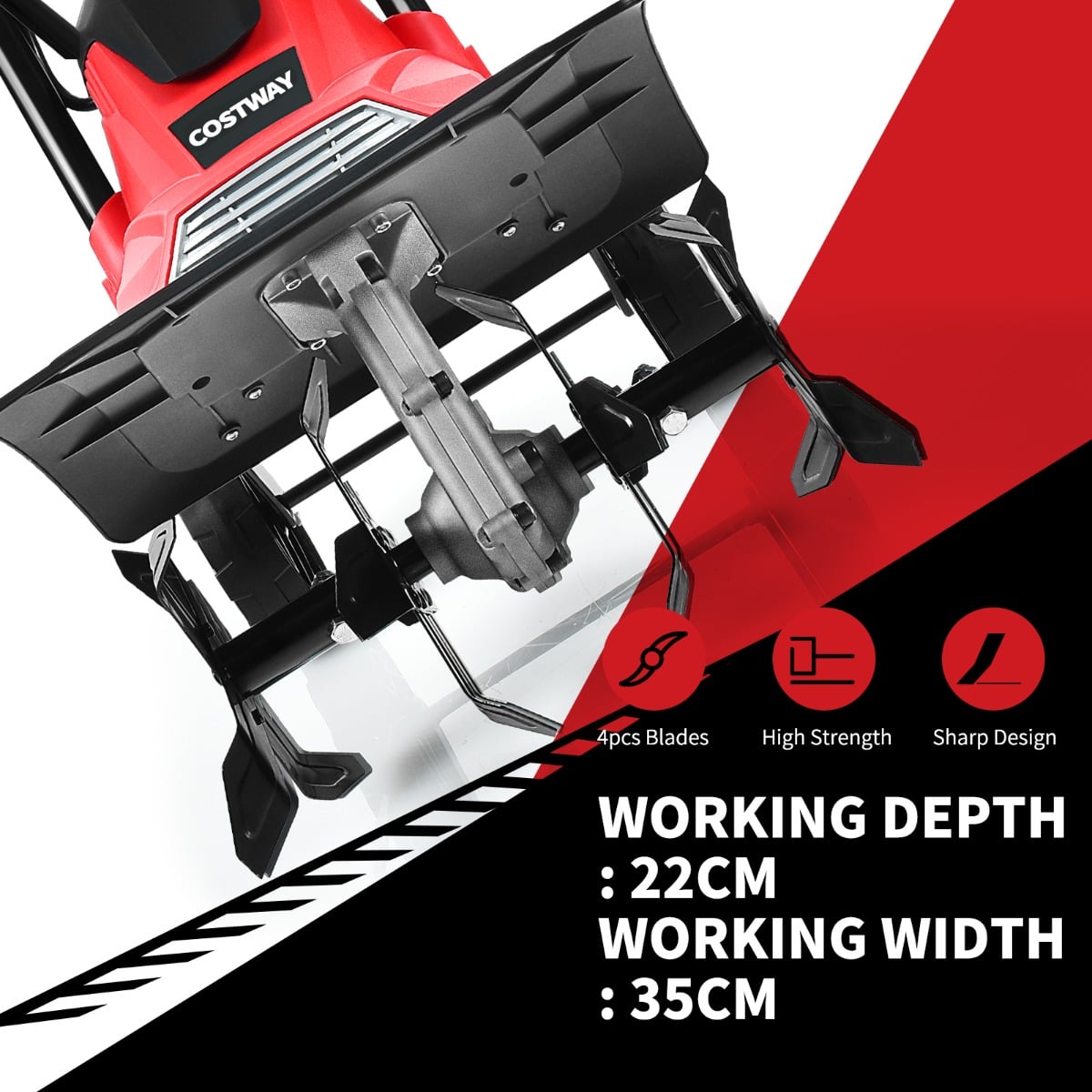 1200W Electric Garden Tiller/Cultivator with 4 Blade Till