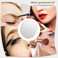 Hollywood Makeup Mirror-18 LED Bulbs Touch Control 3x Magnification Cool/Warm/Neutral White Lighting