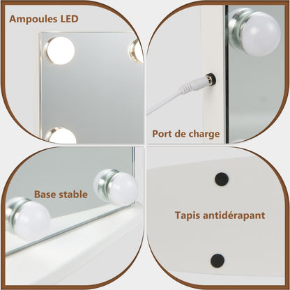 Hollywood Makeup Mirror-18 LED Bulbs Touch Control 3x Magnification Cool/Warm/Neutral White Lighting