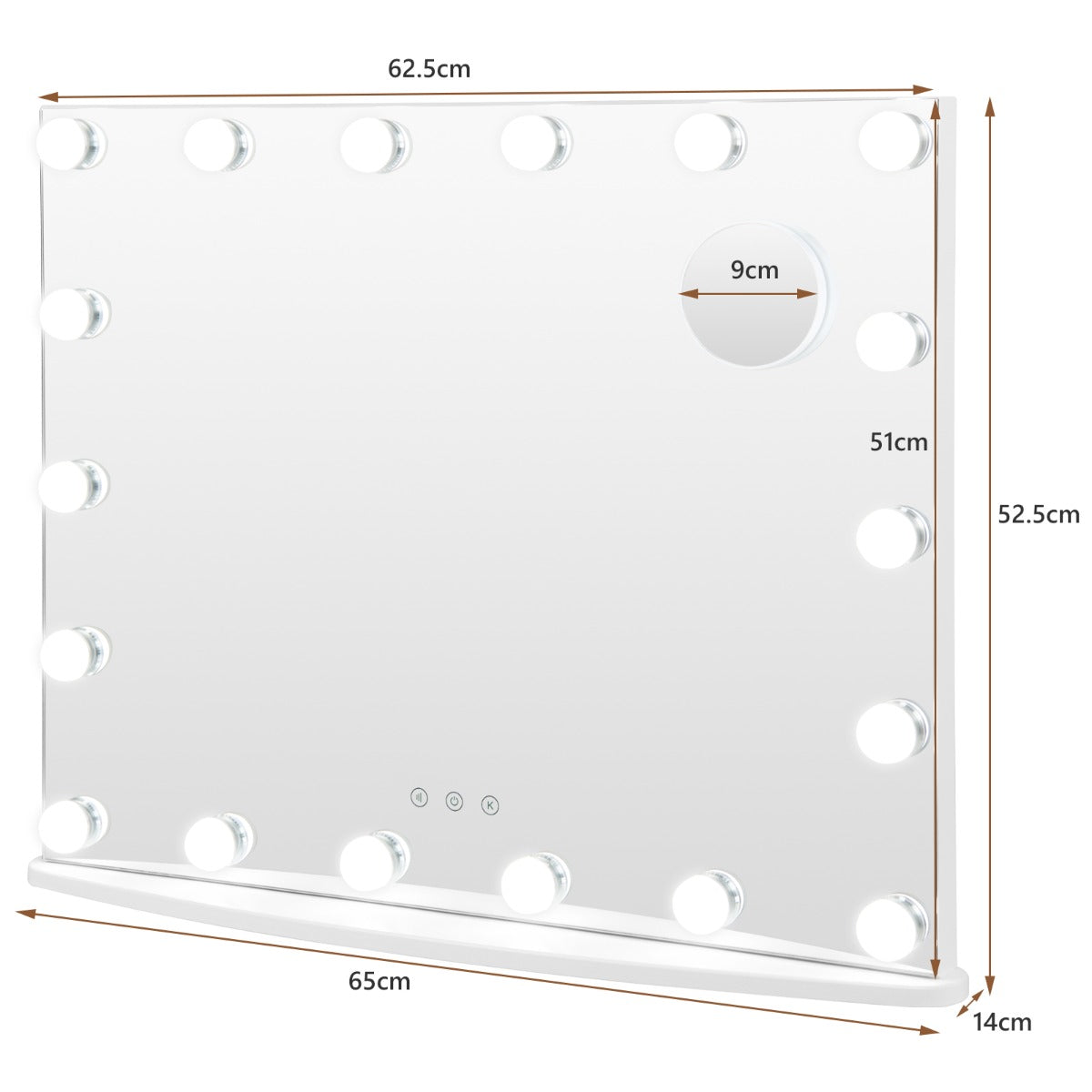Hollywood Makeup Mirror-18 LED Bulbs Touch Control 3x Magnification Cool/Warm/Neutral White Lighting