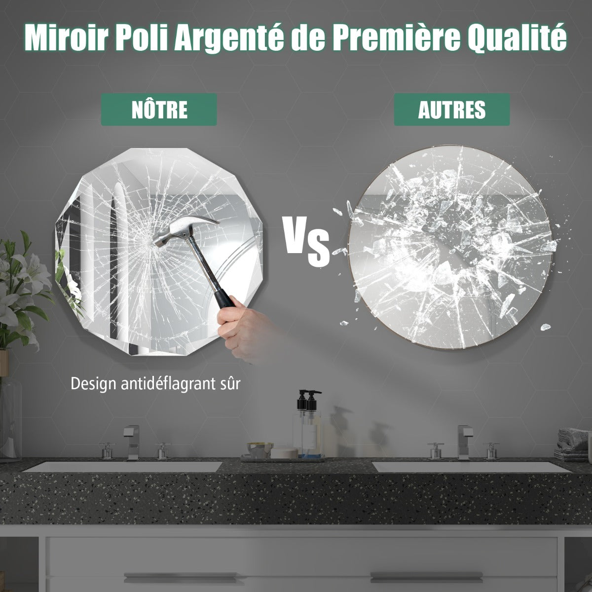 Premium Silver Polished Frameless Wall Mount Mirror