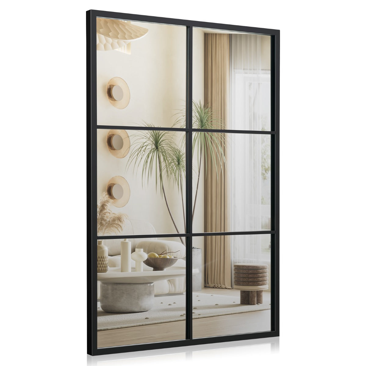 70 x 100 CM Wall Mirror 3 Layers Vanity Makeup Mirror with Metal Frame Black Decorative Mirror