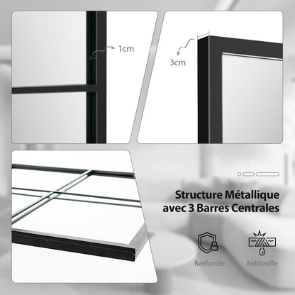 70 x 100 CM Wall Mirror 3 Layers Vanity Makeup Mirror with Metal Frame Black Decorative Mirror