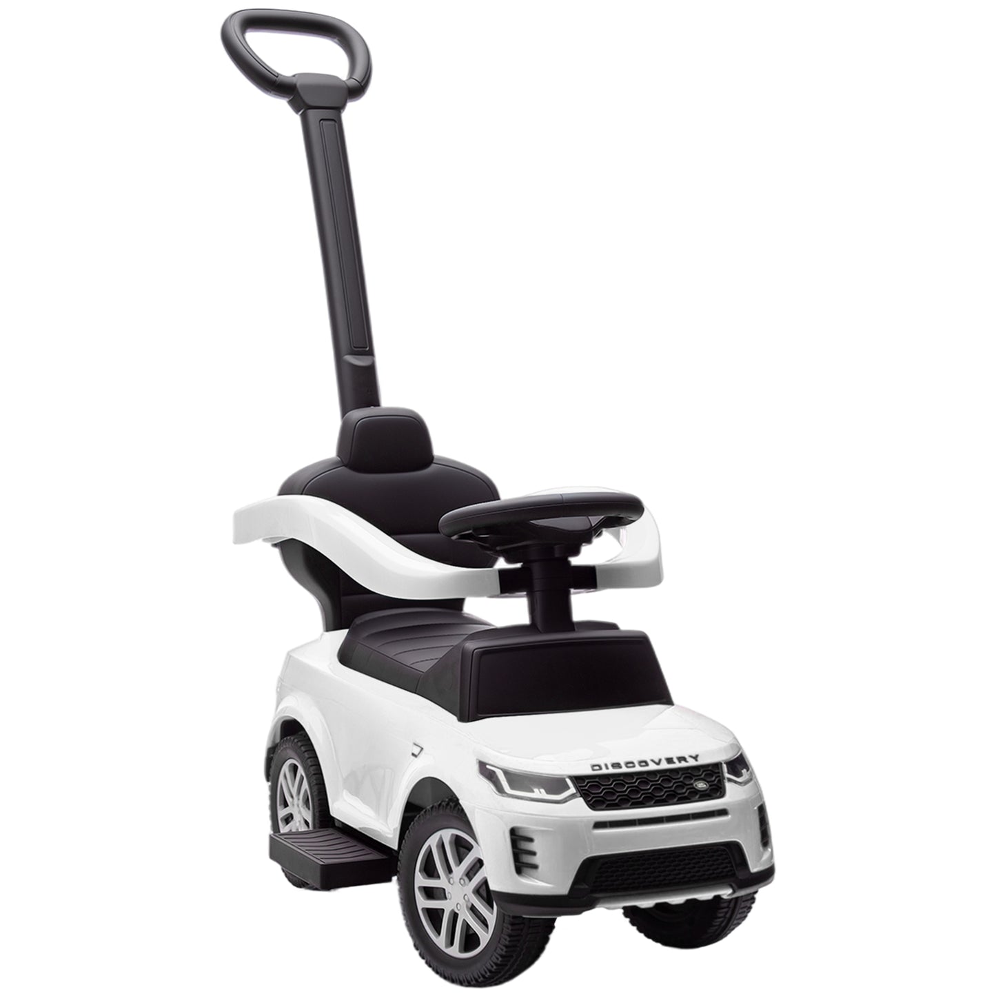 AIYAPLAY Land Rover Discovery Licensed Baby Push Car, 2-in-1 Ride on Car with Push Handle and Safety Guardrail, White