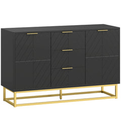 HOMCOM Sideboard with 3 Drawers and Adjustable Shelves for Living Room - Black