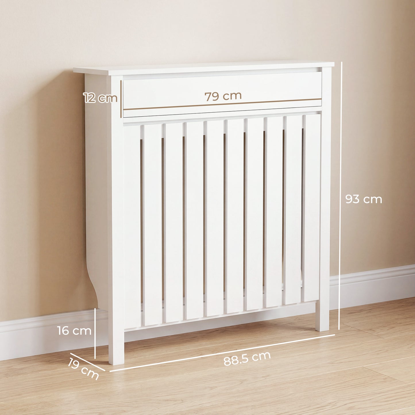 HOMCOM 93 x 88.5cm Rustic-Look Radiator Cover - White