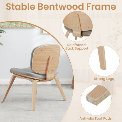 Modern Accent Chair with Curved Backrest and Padded Seat-Oak