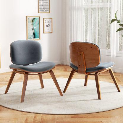 Modern Accent Chair with Curved Backrest and Padded Seat-Walnut