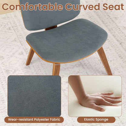 Modern Accent Chair with Curved Backrest and Padded Seat-Walnut