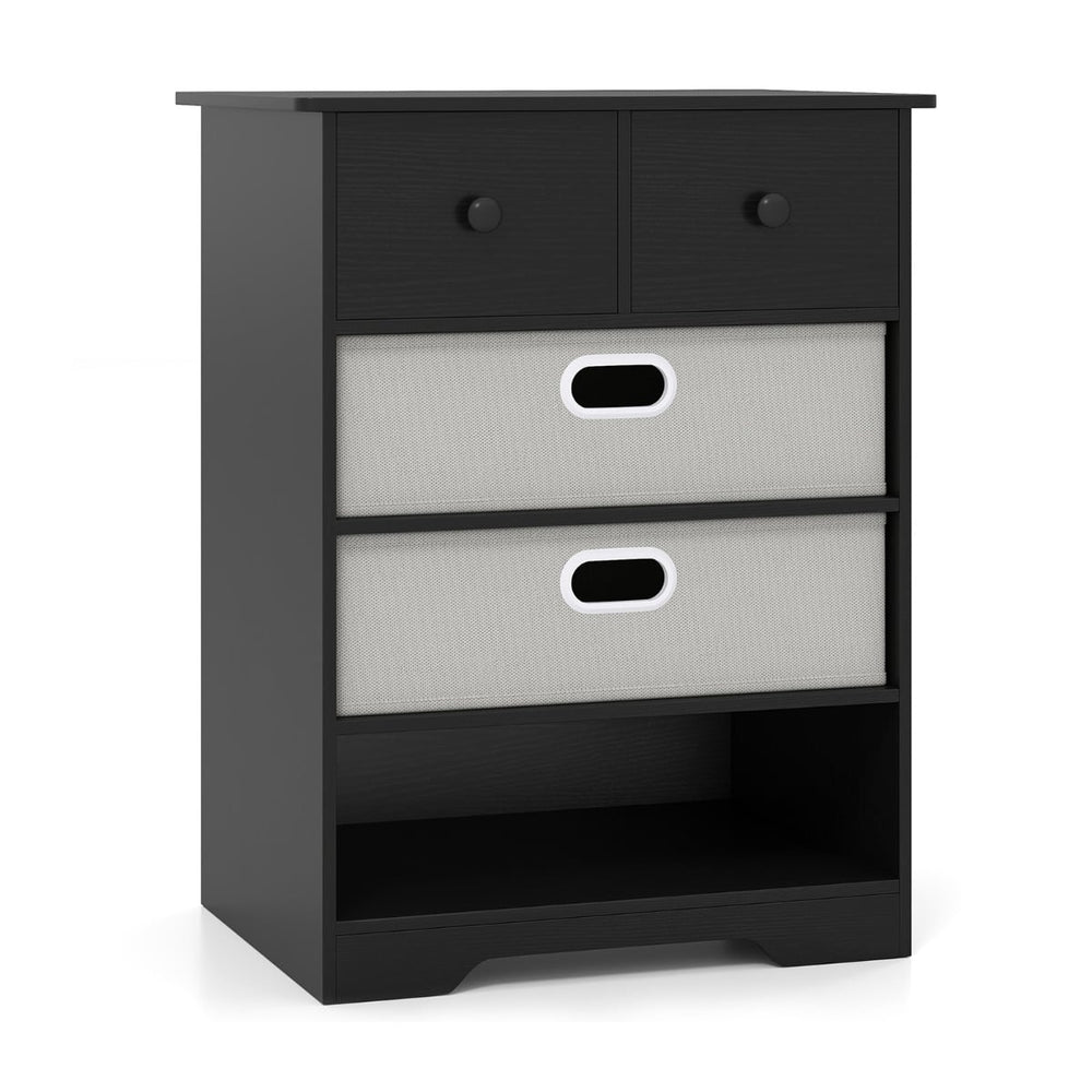Modern Chest Storage Organizer with Open Shelves-Black