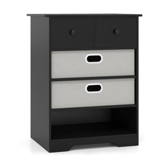 Modern Chest Storage Organizer with Open Shelves-Black