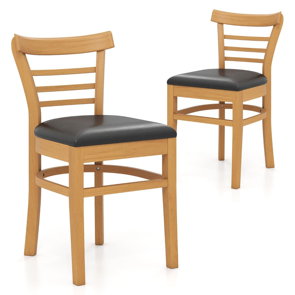 Modern Dining Chair Set of 2 with Rubber Wood Legs and Padded Seat-Brown