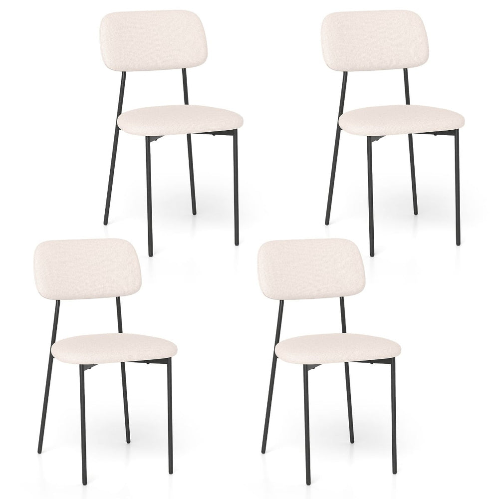 Modern Linen Fabric Dining Chair Set of 4-White