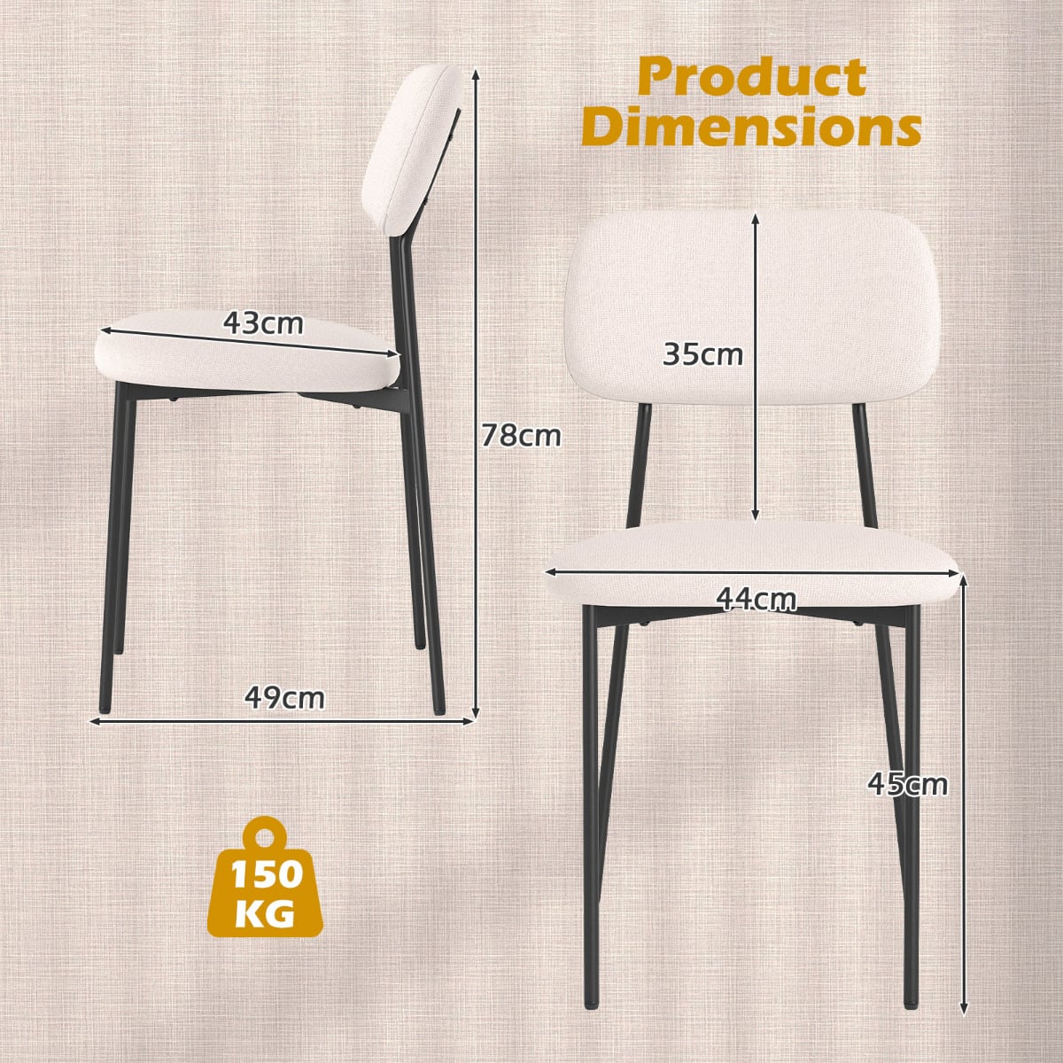 Modern Linen Fabric Dining Chair Set of 4-White