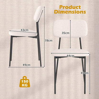 Modern Linen Fabric Dining Chair Set of 4-White