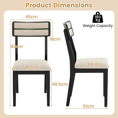 Modern Dining Chairs Set of 4 Upholstered Armless Accent Side Chairs-Black-Set of 4