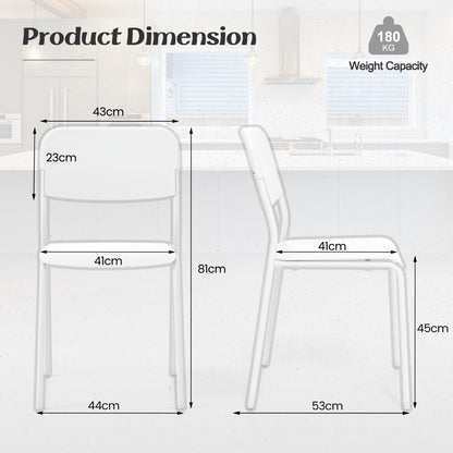 Modern Dining Chairs Set of 4 with Tilted Backrest and Sturdy Metal Legs-White