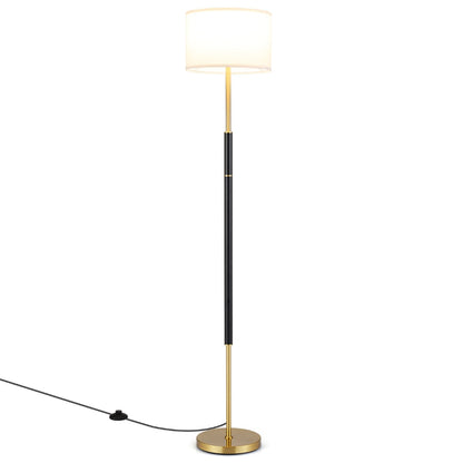 Modern Floor Lamp with Eye-Protecting Lampshades and Weighted Base-Black