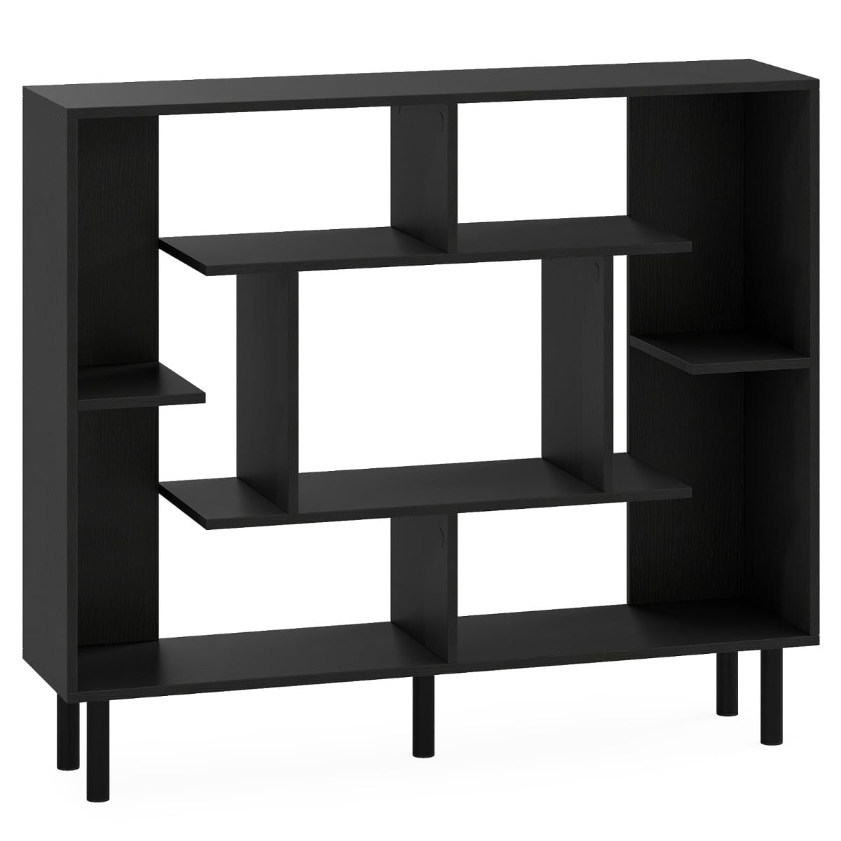 Modern Geometric Bookcase with Anti-tipping Devices-Black