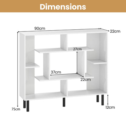 Modern Geometric Bookcase with Anti-tipping Devices-White