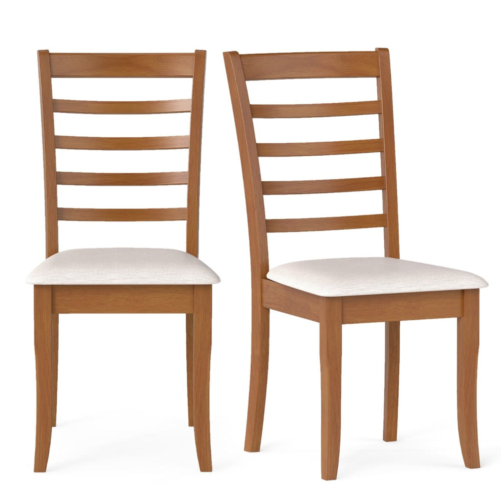 Modern Upholstered Kitchen Chair Set of 2 with Rubber Wood Legs-Beige