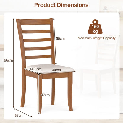 Modern Upholstered Kitchen Chair Set of 2 with Rubber Wood Legs-Beige