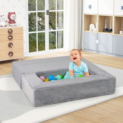 Kids Convertible Foam Modular Sofa, Soft Kids Sofa Set for Small Playrooms Grey