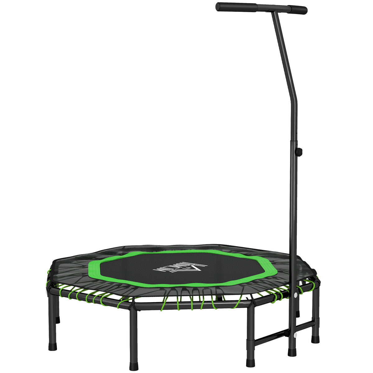 HOMCOM 48" Octagonal Mini Fitness Rebounder Trampoline Indoor Outdoor Foldable Mini Jumper with Adjustable Handle, Green
