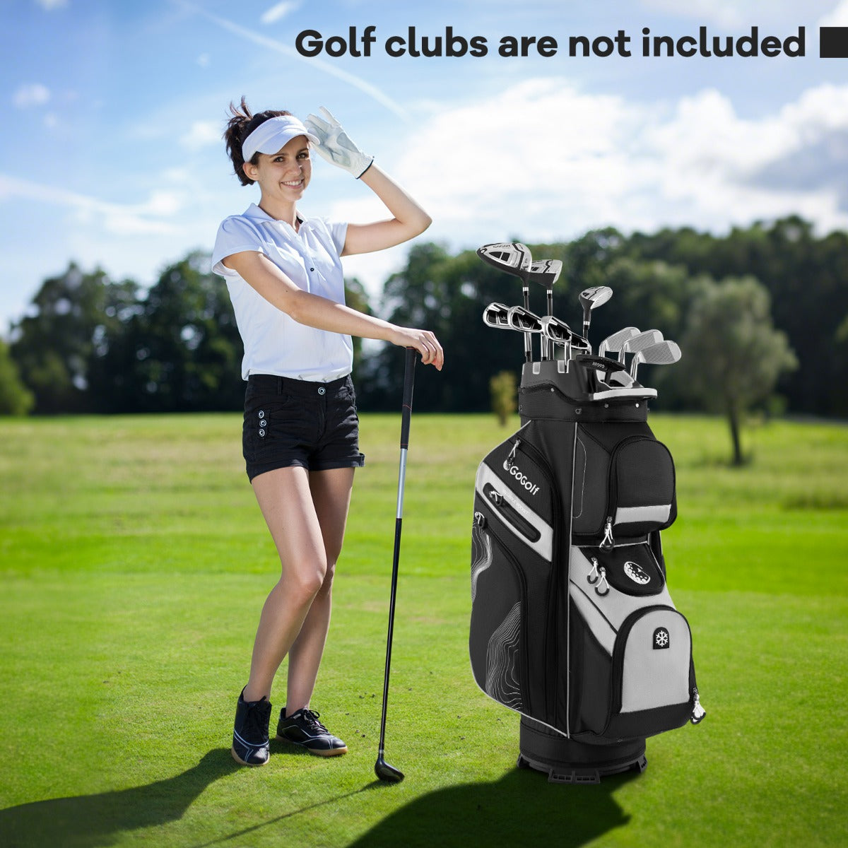 Golf Cart Bag Molded Lock Top Golf Bag with 14-Way Full Length Dividers-Black & Grey