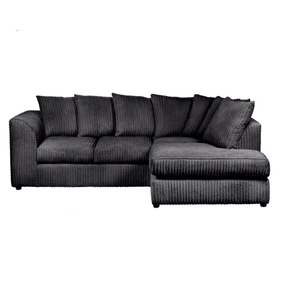 Mona Jumbo Cord Black Corner Sofa