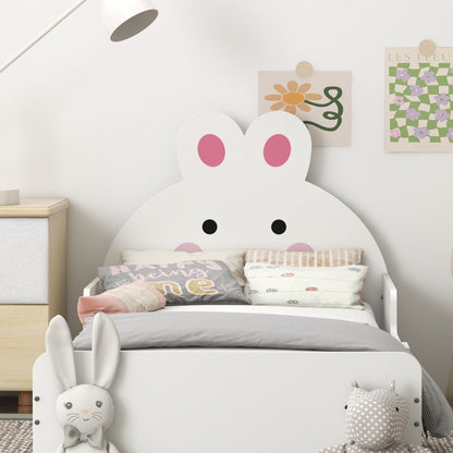 ZONEKIZ Toddler Bed Frame Rabbit Design, White