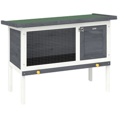 PawHut Wooden Rabbit Hutch, Guinea Pig Hutch with Asphalt Roof, Outdoor Elevated Bunny House for Rabbits, Chinchillas