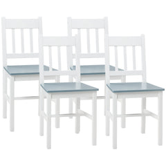 HOMCOM Dining Chairs Set of 4, Kitchen Chair with Slat Back, Pine Wood Structure for Living Room and Dining Room, White