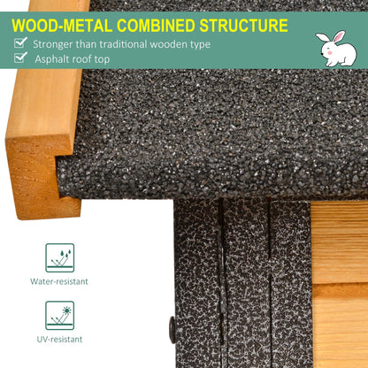 PawHut Wood-metal Guinea Pigs Hutches Elevated Pet Bunny House Rabbit Cage with Slide-Out Tray Outdoor