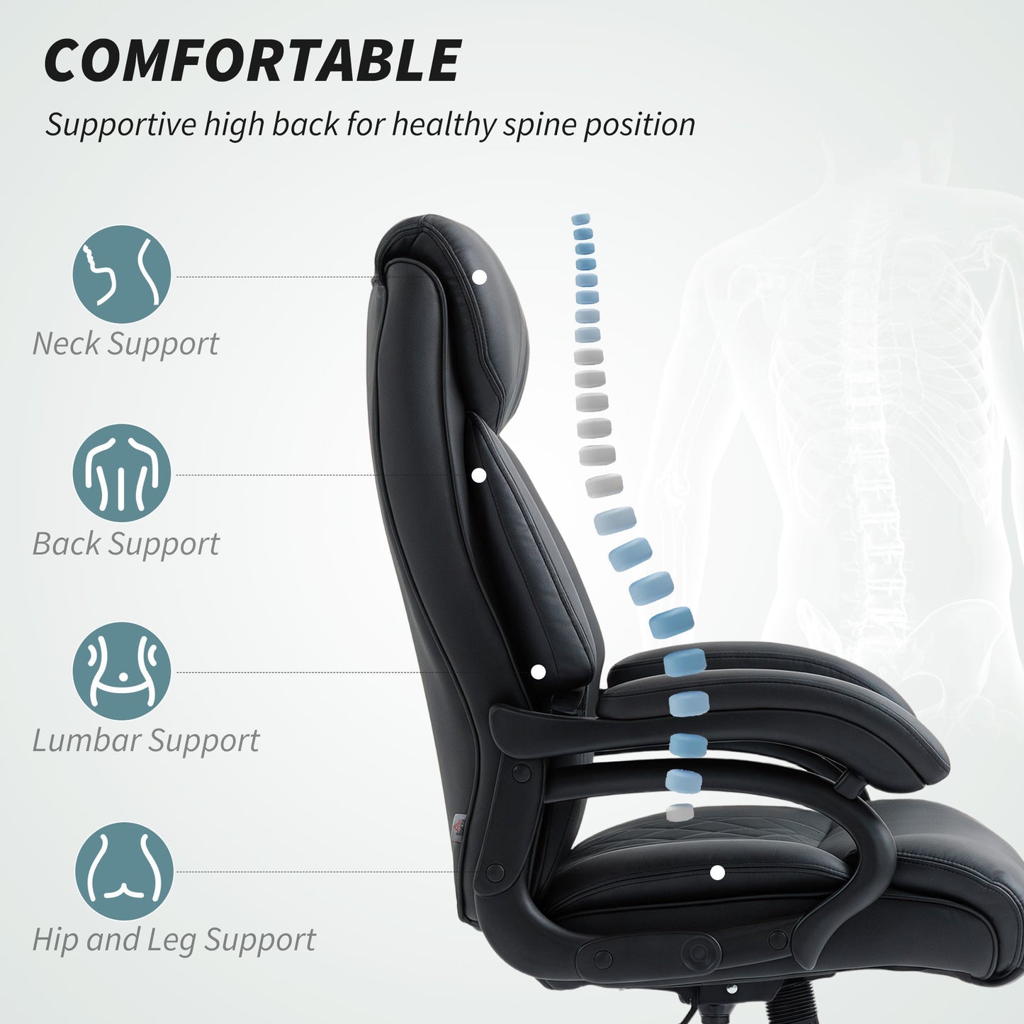 HOMCOM Executive Office Chair with Spring Padding - Black