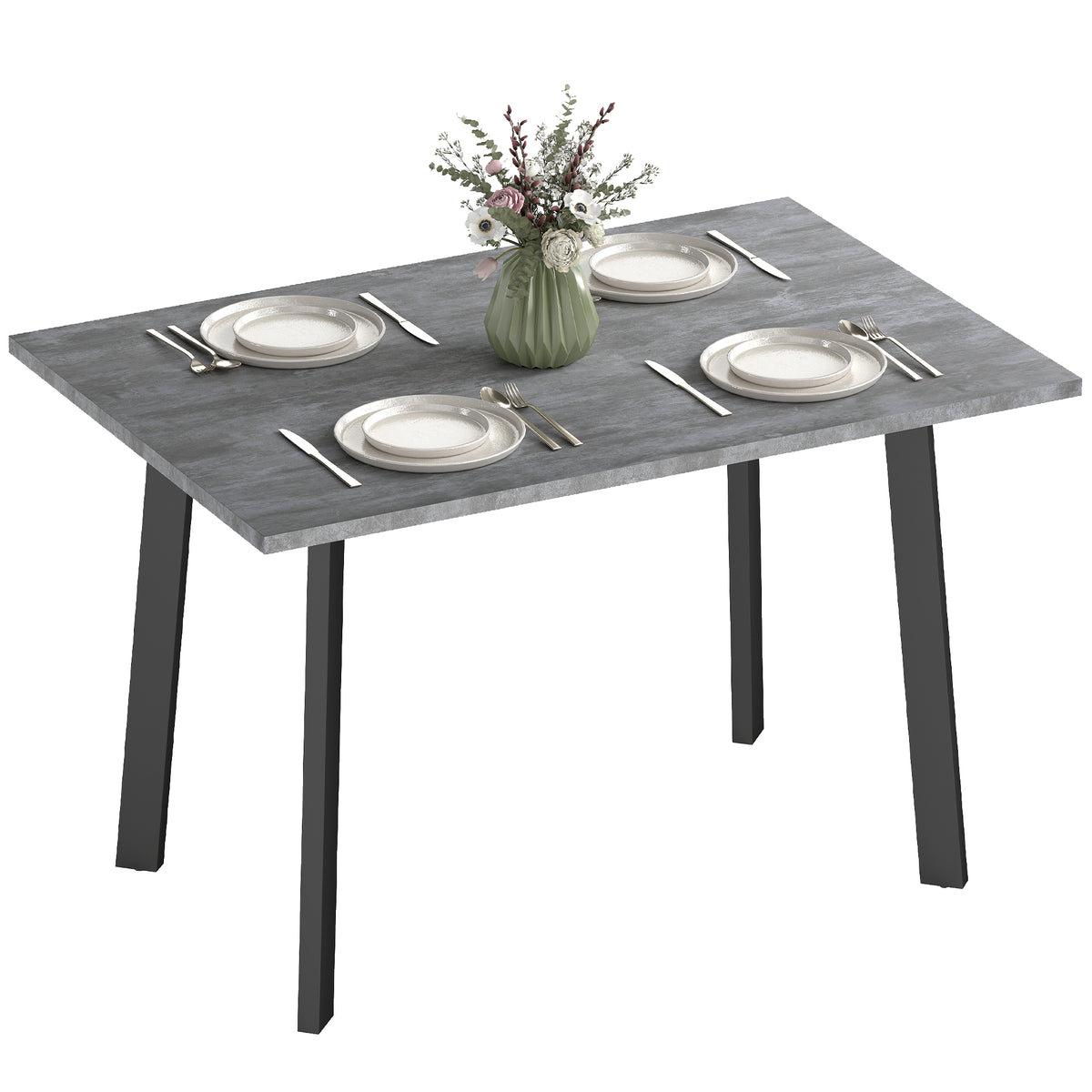 HOMCOM Dining Table, Contemporary Rectangle Kitchen Table with Metal Legs and Spacious Tabletop for Dining Room, Living Room, Dark Grey