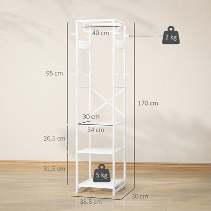 HOMCOM Multi-Storage Clothes Rack - White