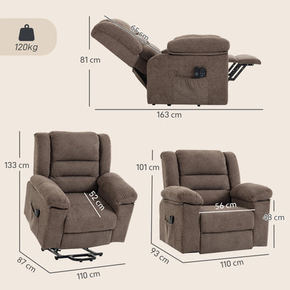 HOMCOM Oversized Riser Recliner Chair with Massage and Heat, Power Lift Recliner for Elderly with Wide Seat and Back, Brown